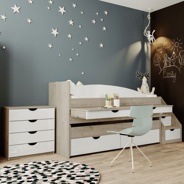 Σετ Παιδικού Δωματίου MELORIA Craft Oak Gray-Linen