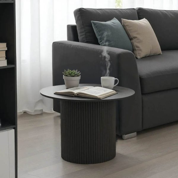 Τραπέζι σαλονιού Dovel  mdf-μεταλλο σε μαύρη απόχρωση Φ70x45εκ