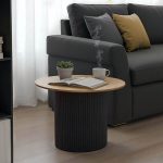 Τραπέζι σαλονιού Dovel  mdf σε sonoma-μαύρο μέταλλο Φ70x45εκ