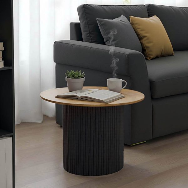 Τραπέζι σαλονιού Dovel  mdf σε sonoma-μαύρο μέταλλο Φ70x45εκ