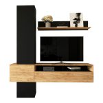 Σύνθετο σαλονιού Wendy  σε oak-μαύρη απόχρωση 195.1x37.3x219.1εκ - Image 2