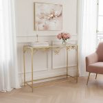 Κονσόλα Frensia Inart μέταλλο σε χρυσή απόχρωση 100x30x80εκ - Image 2