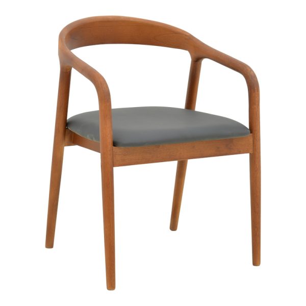 Πολυθρόνα Hogie  rubberwood καρυδί- μαύρο pu μαξιλάρι 61x60x76εκ