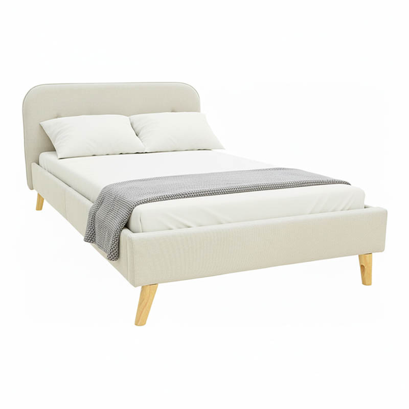 388-000027 Κρεβάτι LumiLux ύφασμα σε μπεζ απόχρωση 160x200εκ - Image 1