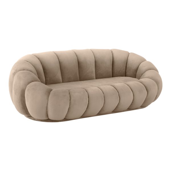 Καναπές Embrace  βελούδο σε γκρι μπεζ απόχρωση 180x105x65εκ