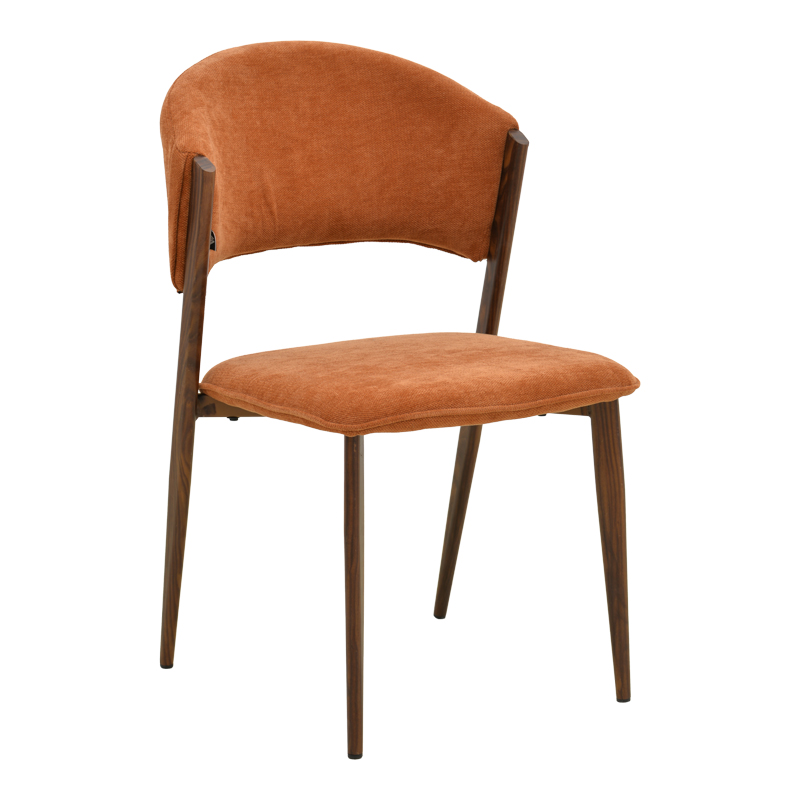 029-000439 Καρέκλα Dolez terracotta ύφασμα-πόδι καρυδί μέταλλο 49x58.5x82εκ - Image 1