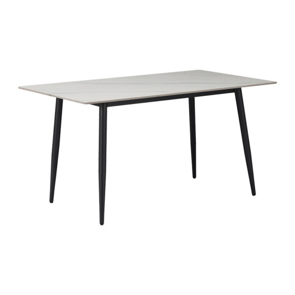 Τραπέζι Gustas  λευκό μαρμάρου sintered stone-μαύρο μέταλλο 140x80x76εκ