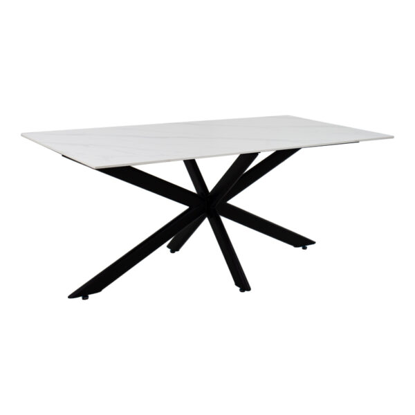 Τραπέζι Bethan sintered stone λευκό-μαύρα μεταλλικά πόδια 180x90x75εκ