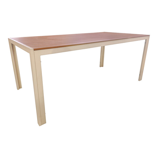 Τραπέζι Nares σαμπανί αλουμίνιο plywood σε φυσική απόχρωση 180x90x72.5εκ