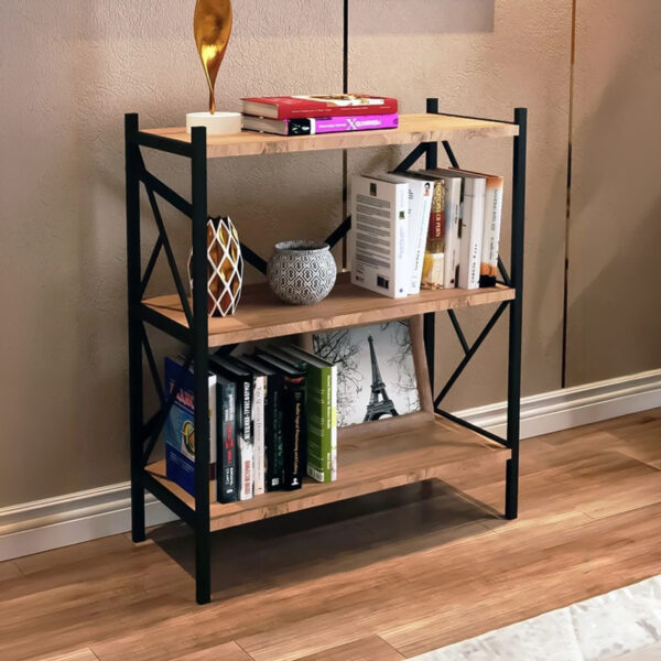 Ραφιέρα επιδαπέδια Althea  oak με μαύρο μέταλλο 60x30x90εκ