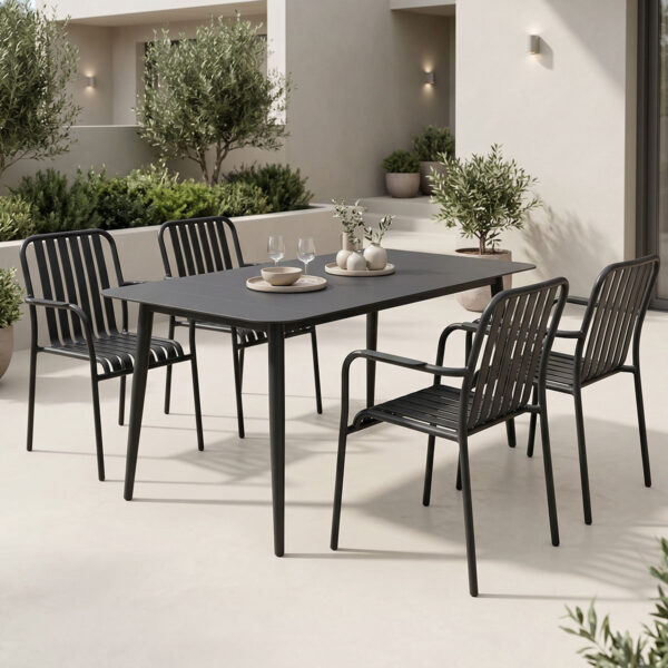 Τραπεζαρία Heven Vista σετ 5τεμ μαύρο αλουμίνιο 120x70x72εκ