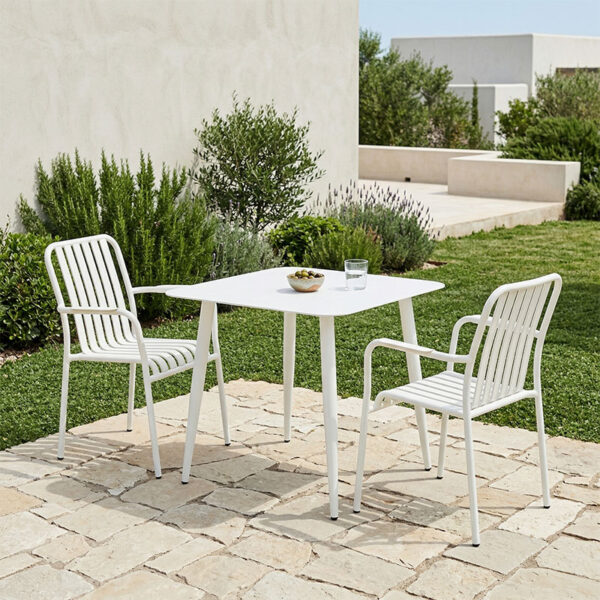 Τραπεζαρία Heven Vista σετ 3τεμ λευκό αλουμίνιο 80x80x72εκ
