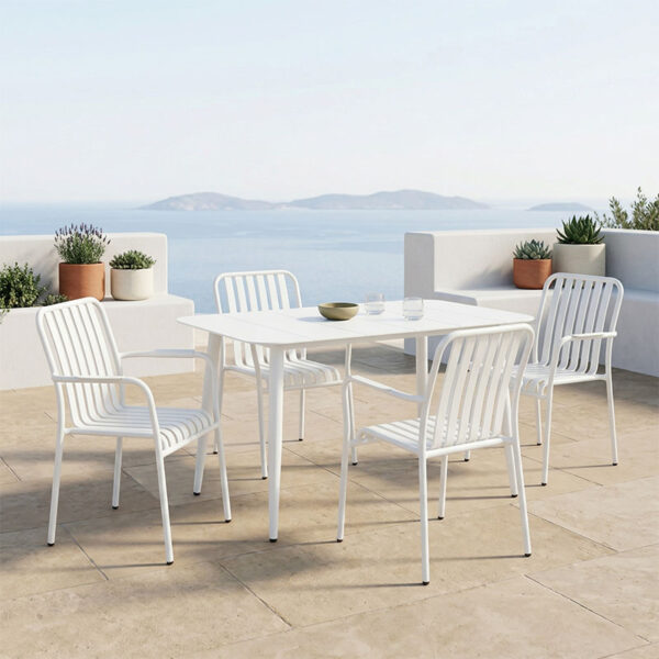 Τραπεζαρία Heven Vista  σετ 5τεμ λευκό αλουμίνιο 120x70x72εκ