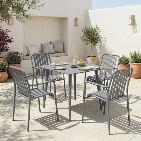 Τραπεζαρία Heven Vista  σετ 5τεμ ανθρακί αλουμίνιο 80x80x72εκ