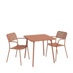 Τραπεζαρία Moraja Federal σετ 3τεμ terracotta μέταλλο 70x70x73εκ - Image 2