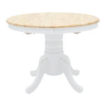Τραπεζαρία Dallan Lars 5τεμ λευκό rubberwood Φ100(+38)x100x75εκ - Image 4
