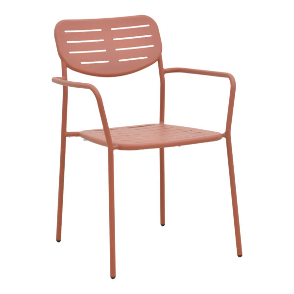 Πολυθρόνα Deraby  στοιβαζόμενη terracotta μέταλλο 56x45.5x83εκ