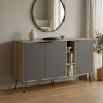 Μπουφές Balain  sonoma-ανθρακί 142x35.5x83εκ