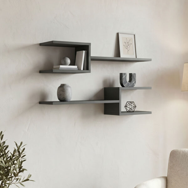 Ραφιέρα τοίχου Galler  ανθρακί 79x19.5x18εκ