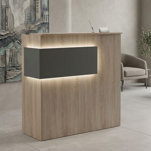 Γραφείο reception Optima  με led sonoma-ανθρακί 110x40x110εκ