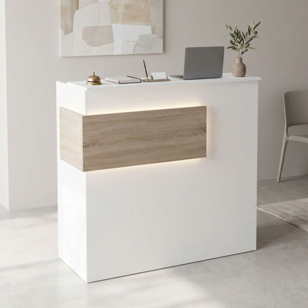 Γραφείο reception Optima  με led λευκό-sonoma 110x40x110εκ