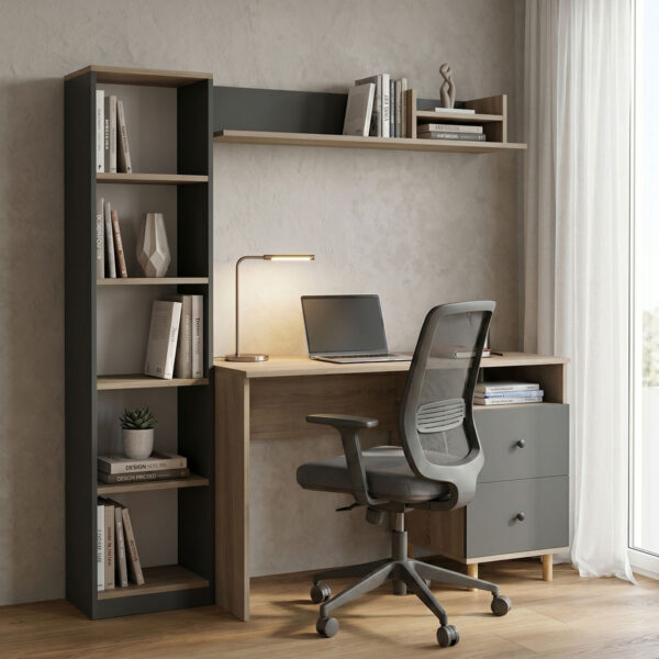 Σύνθεση γραφείου Kontor  sonoma-ανθρακί 160x50x158,2εκ