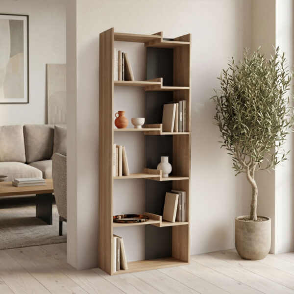 Βιβλιοθήκη Corpus  sonoma - ανθρακί 61x22x162εκ
