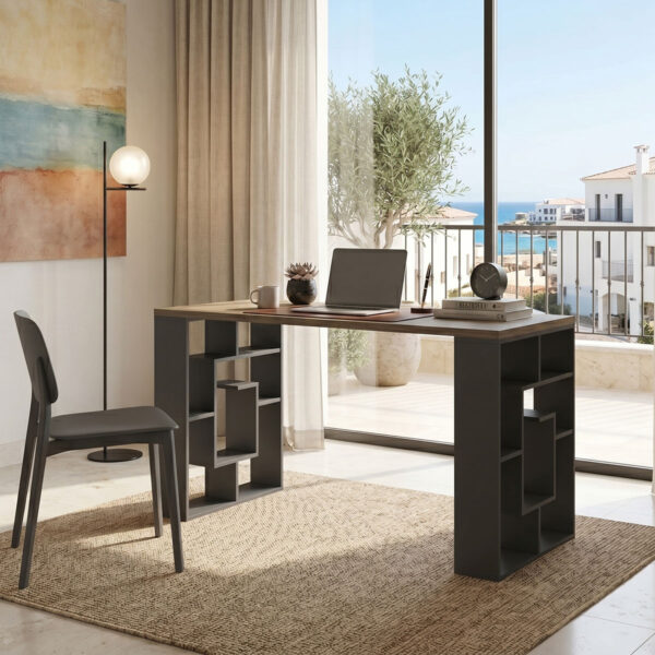 Γραφείο εργασίας Lovet  ανθρακί-sonoma 140x60x75εκ