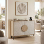 Μπουφές Gora  sonoma-μπεζ οψη μαρμαρου 110x35.5x82εκ