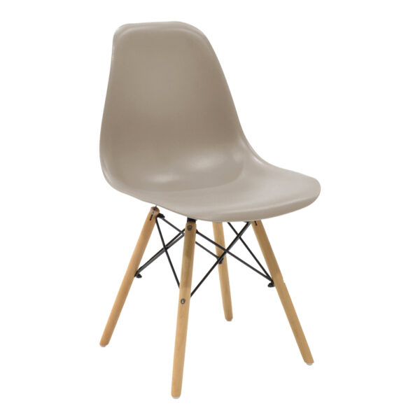 Καρέκλα Julita  PP cappuccino με φυσικό πόδι 46x52x80εκ