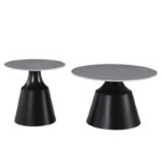 Τραπέζια σαλονιού Sculpt σετ 2τεμ μέταλλο μαύρο- sintered stone γκρι μάρμαρο - Image 3