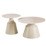 Τραπέζια σαλονιού Sculpt σετ 2τεμ μέταλλο cappuccino- sintered stone σε όψης τραβερτίνης - Image 2