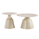 Τραπέζια σαλονιού Sculpt σετ 2τεμ μέταλλο cappuccino- sintered stone σε όψης τραβερτίνης - Image 3