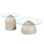 Τραπέζια σαλονιού Barel  σετ 2τεμ μέταλλο cappuccino- clear glass - Image 2