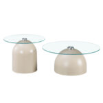 Τραπέζια σαλονιού Barel  σετ 2τεμ μέταλλο cappuccino- clear glass - Image 3