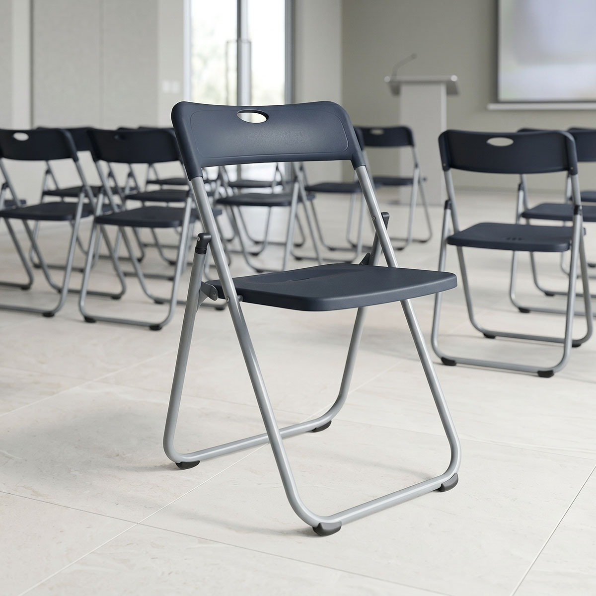 326-000062 Καρέκλα catering-συνεδρίου πτυσσόμενη Edison μαύρο 38x49x73εκ - Image 1