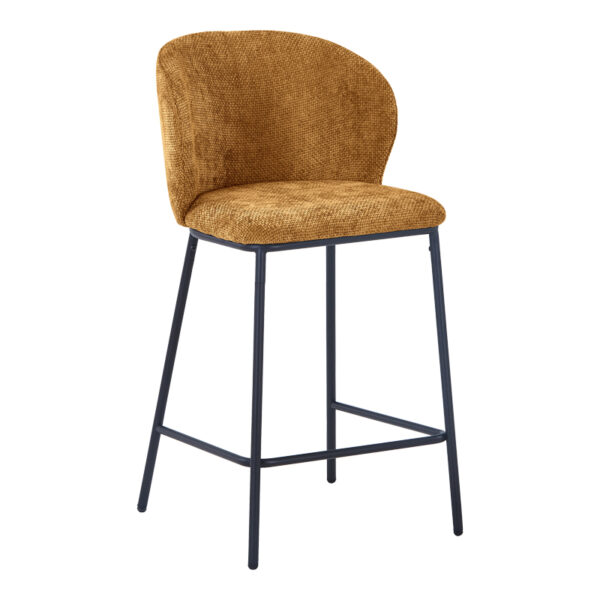 Σκαμπό μπαρ Karg camel ύφασμα-πόδι μαύρο μέταλλο 49x46x93εκ