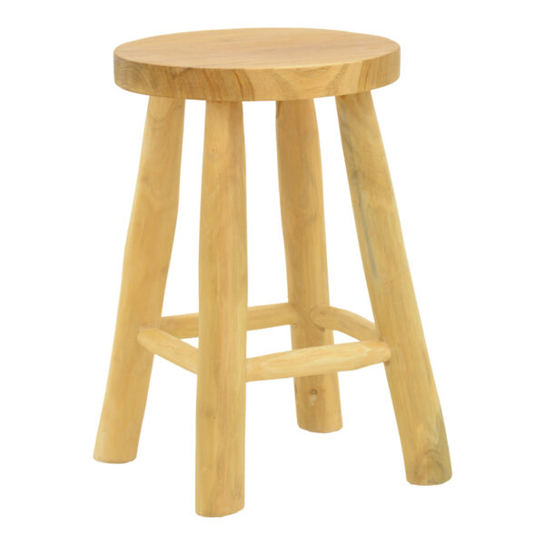 Σκαμπό Sega  teak ξύλο σε φυσική απόχρωση Φ30x45εκ
