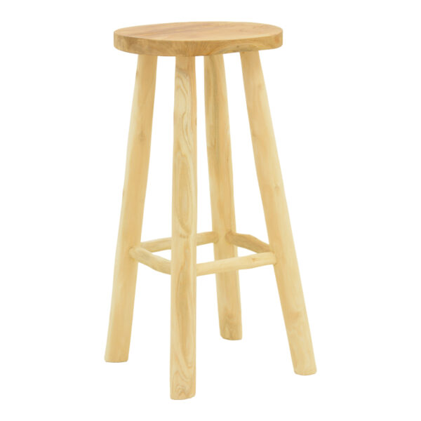 Σκαμπό μπαρ Nusiwo  teak ξύλο σε φυσική απόχρωση Φ35x70εκ