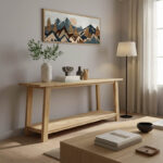 Κονσόλα Decoza  teak ξύλο σε φυσική απόχρωση 200x40x80εκ