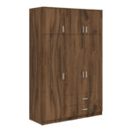 Ντουλάπα τρίφυλλη με συρτάρια Royal καρυδι-oak 150x58x230εκ - Image 2