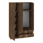 Ντουλάπα τρίφυλλη με συρτάρια Royal καρυδι-oak 150x58x230εκ - Image 3