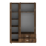 Ντουλάπα τρίφυλλη με συρτάρια Royal καρυδι-oak 150x58x230εκ - Image 4