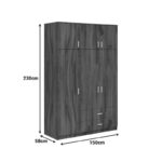 Ντουλάπα τρίφυλλη με συρτάρια Royal καρυδι-oak 150x58x230εκ - Image 6