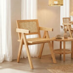 Πολυθρόνα Winslow  rubberwood-rattan σε φυσική απόχρωση 51x54x80εκ