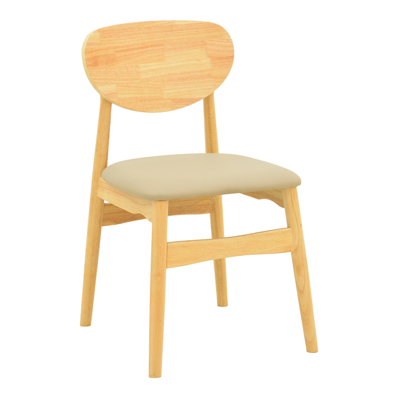 382-000014 Καρέκλα Cardith rubberwood-plywood σε φυσική απόχρωση-pu μπεζ 48x51x78εκ - Image 1