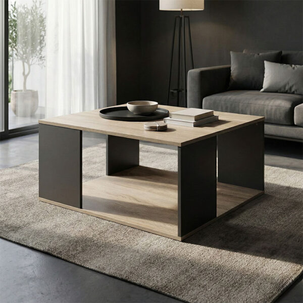 Τραπέζι σαλονιού Zelegan  sonoma-ανθρακί 90x60x44.5εκ