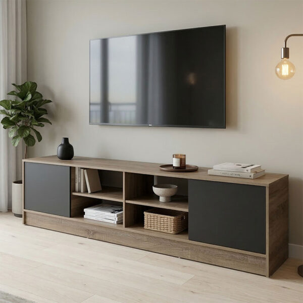 Έπιπλο τηλεόρασης Tivia sonoma-ανθρακί 180x35x41.5εκ