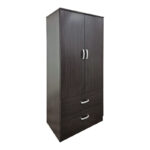 Ντουλάπα δίφυλλη με 2 συρτάρια Alvia  wenge 80x51.5x180εκ - Image 2