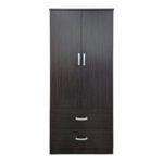 Ντουλάπα δίφυλλη με 2 συρτάρια Alvia  wenge 80x51.5x180εκ - Image 5